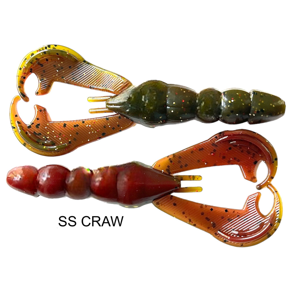 Ditch Bug 4" crawfish imitator by 44 Outdoors Bait Company and TigeRodz color SS Craw