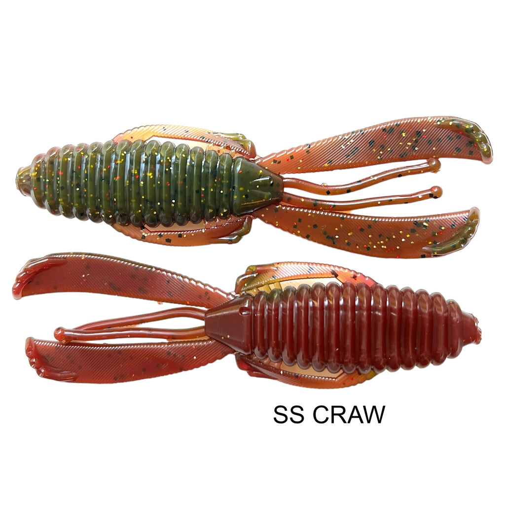 44 Outdoors Bait Company, TigeRodz, crawfish glide action, twin flanges, flipping bait, creature bait, color SS craw, Ignite Baits,  4" knuckle dragger, Angling AI