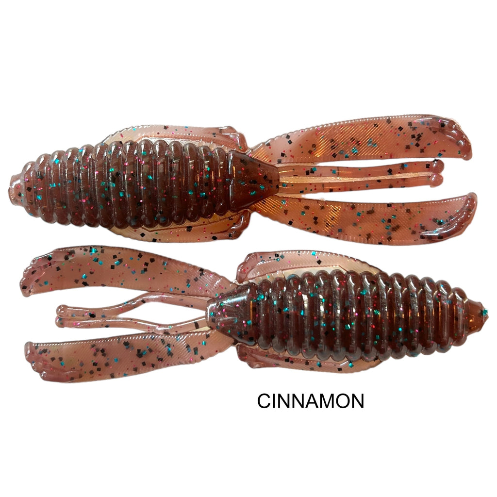 44 Outdoors Bait Company, TigeRodz, crawfish glide action, twin flanges, flipping bait, creature bait, color cinnamon, Ignite Baits,  4" knuckle dragger, Angling AI