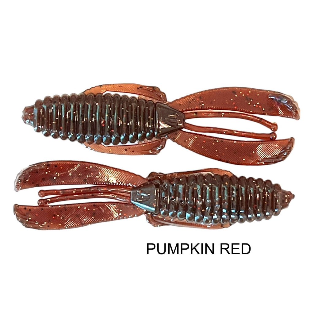 44 Outdoors Bait Company, TigeRodz, crawfish glide action, twin flanges, flipping bait, creature bait, color pumpkin red, Ignite Baits,  4" knuckle dragger, Angling AI